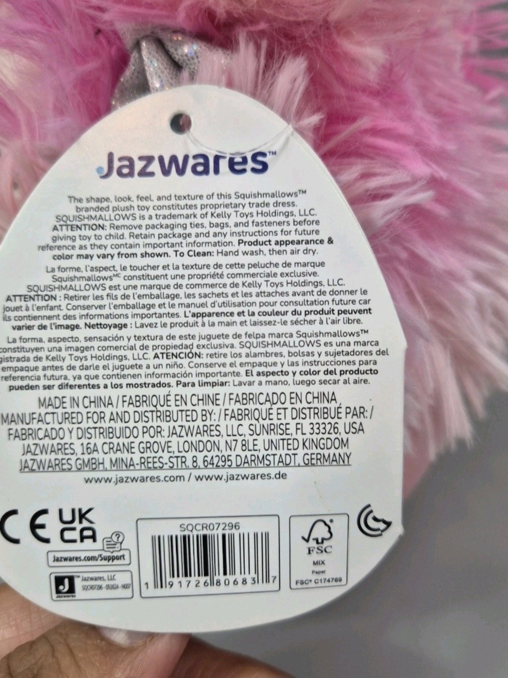 Squishmallows Caparinne the Rainbow Pink Bigfoot Sasquatch -8” Plush NWT - Picture 7 of 9